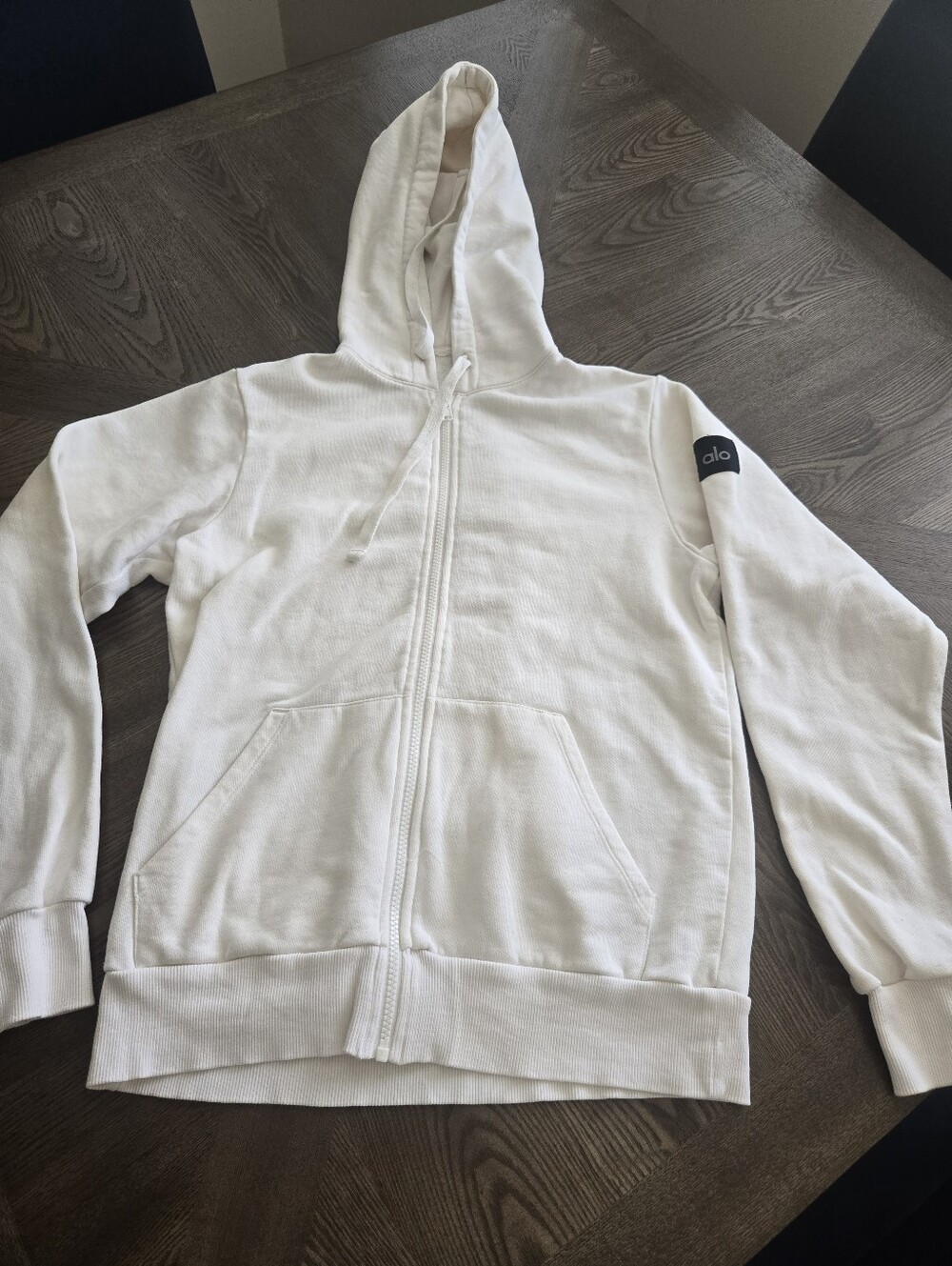 Alo Yoga Full Zip Hoodie Jacket In White sz XS